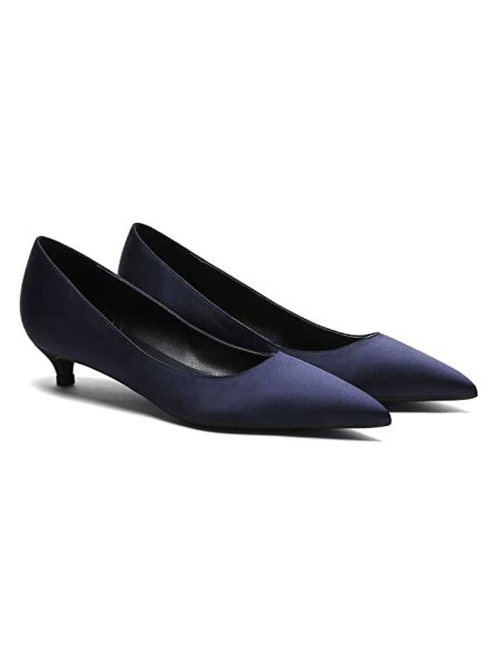 Moommo Navy Satin Kitten Heel Pumps Size 7 - 2477